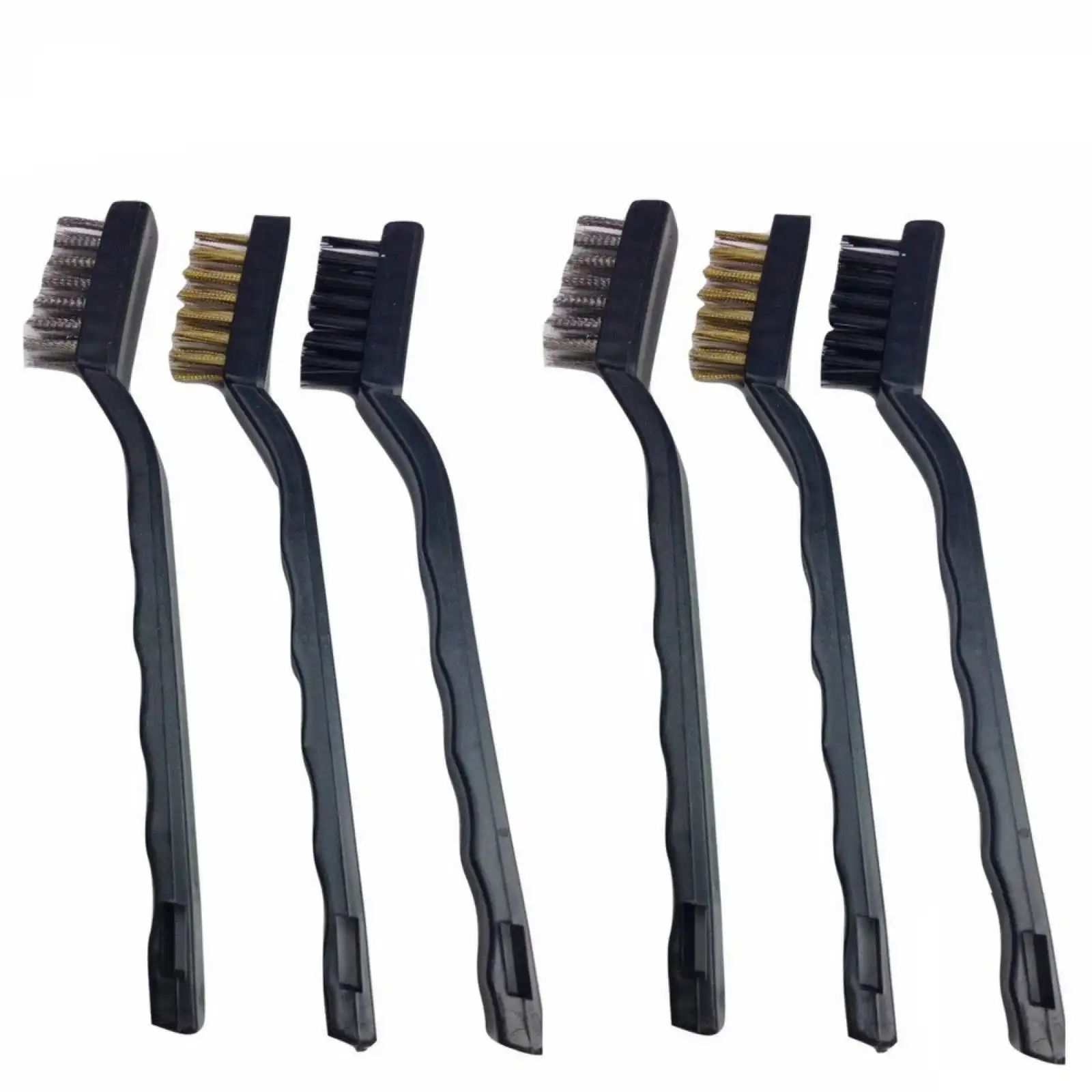 6pcs WIRE BRUSH SET Cleaning Nylon & Stainless Steel Brushes Brass Metal Tools