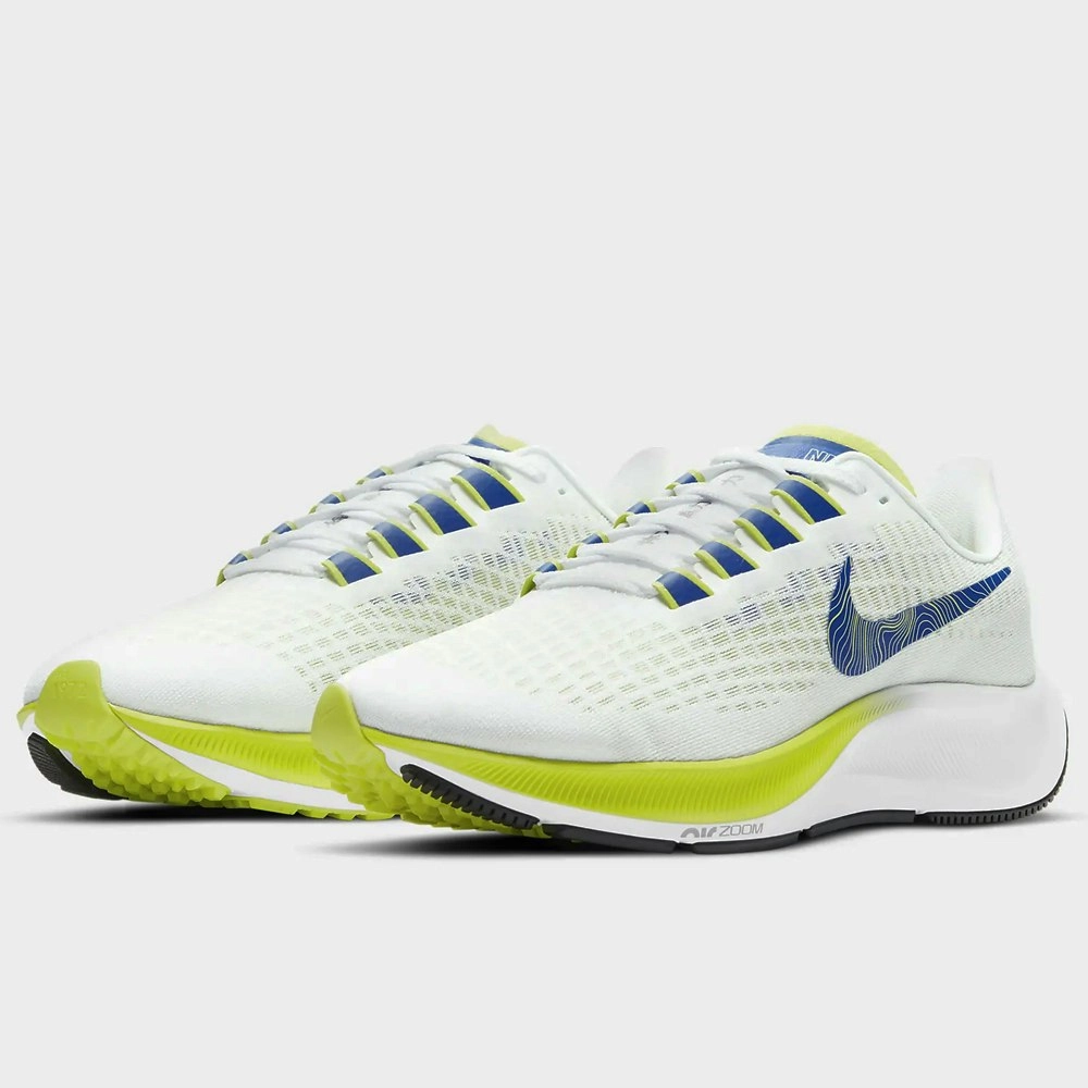 Nike Womens Air Zoom Pegasus 37 Shoes Runners Sneakers - White/Blue/Cyber/Multi