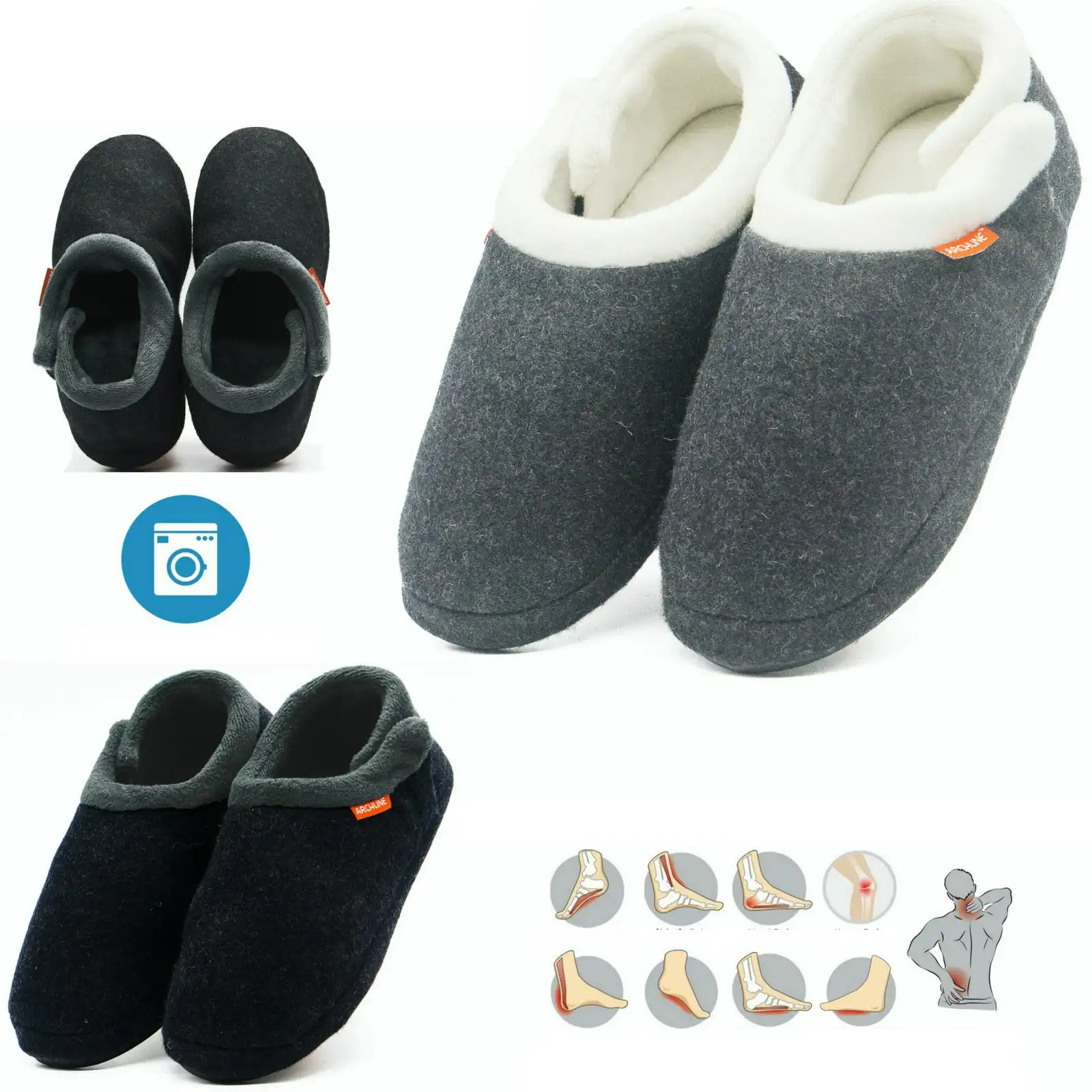 Archline Orthotic Slippers CLOSED Arch Scuffs Orthopedic Moccasins Shoes