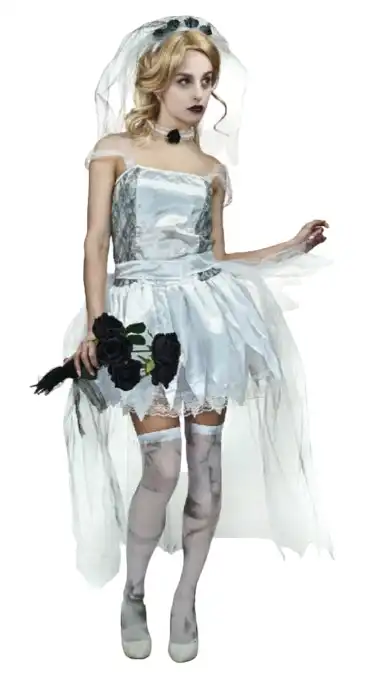 Adult Ghost Zombie Corpse Bride Fancy Dress Up Halloween Book Week Costume