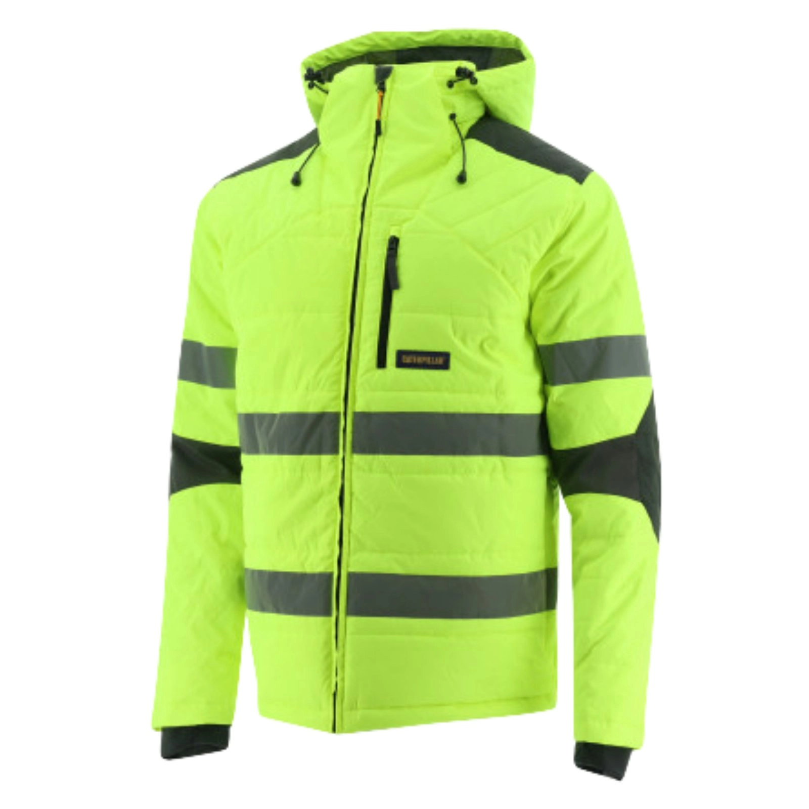 Caterpillar Mens Boreas Hi-Vis Puffer Jacket w Hood Water Resistant CAT - Yellow