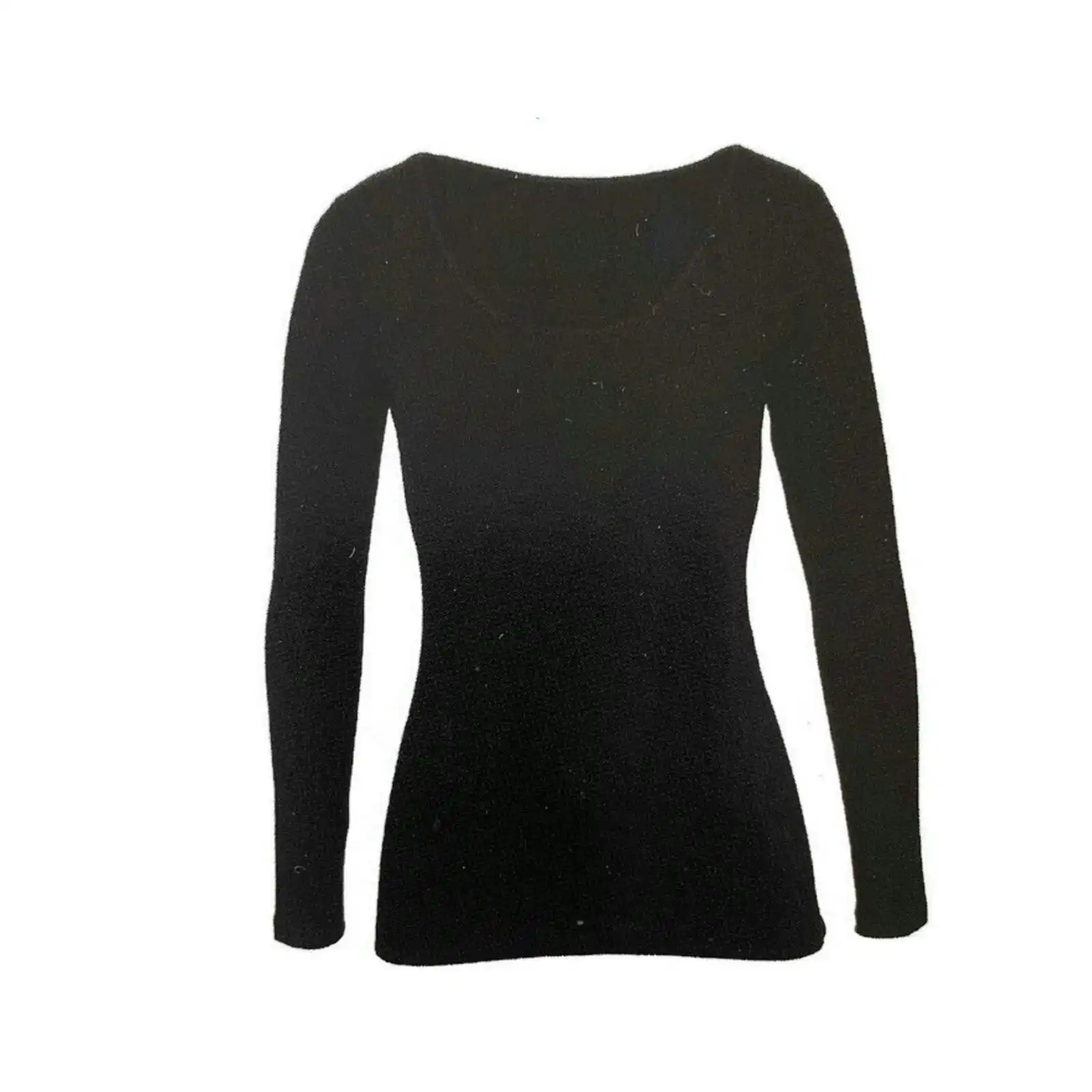 Merino Skins Ladies Scoop Neck Long Sleeve Top Thermals - Black