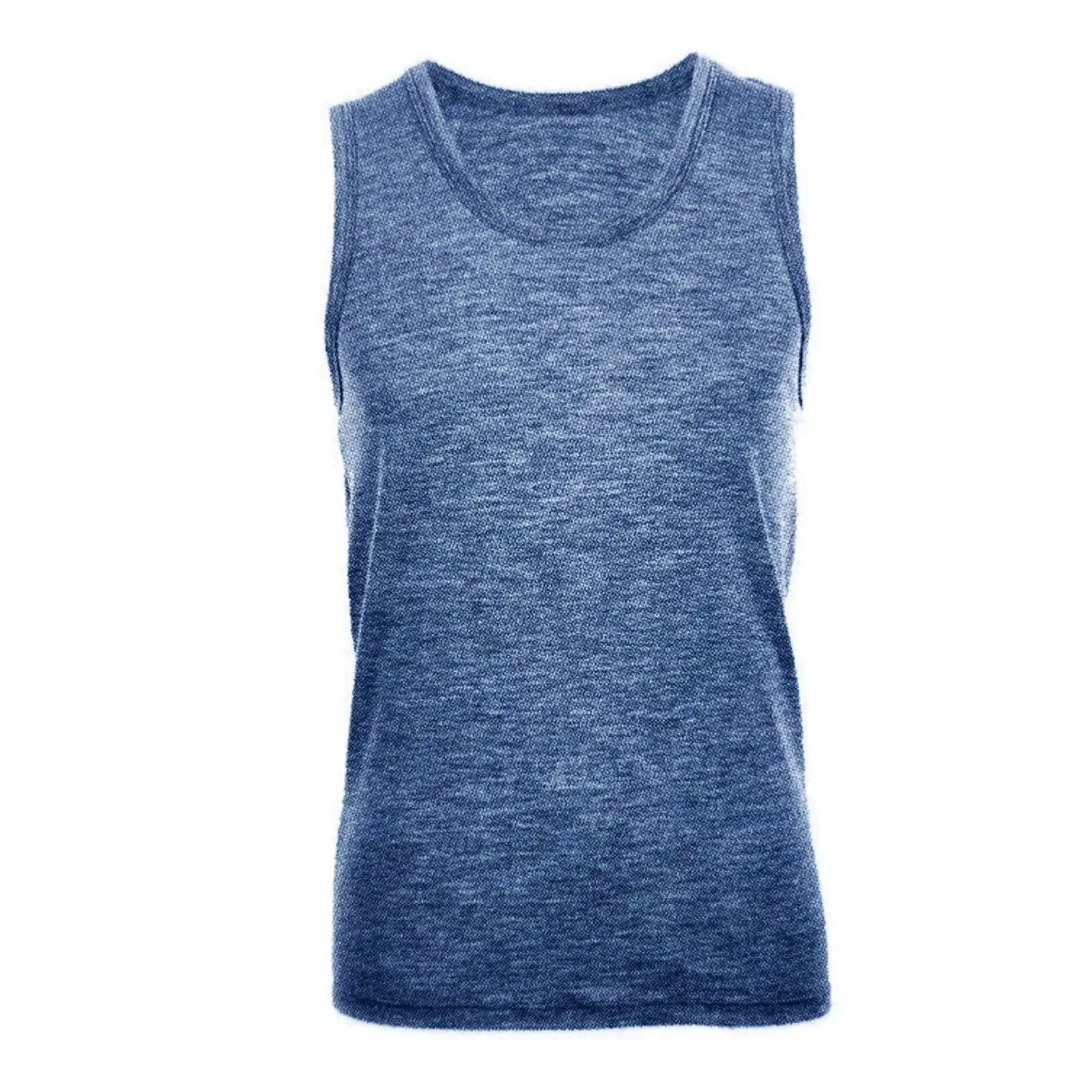 Merino Skins Mens Classic Round Neck Tank Singlet Thermal Top - French Navy