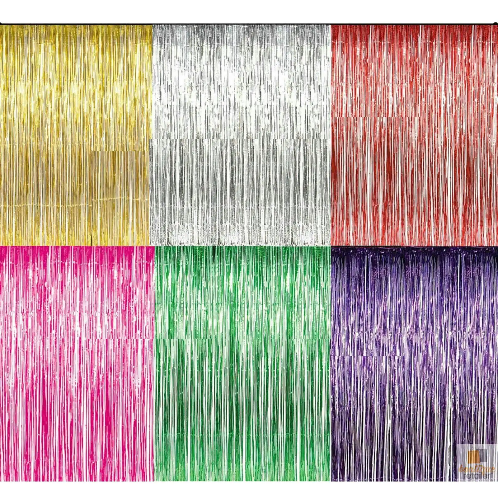 Tinsel Curtain Foil Metallic Fringe Backdrop Party Door Decorations (200cm x 100cm)