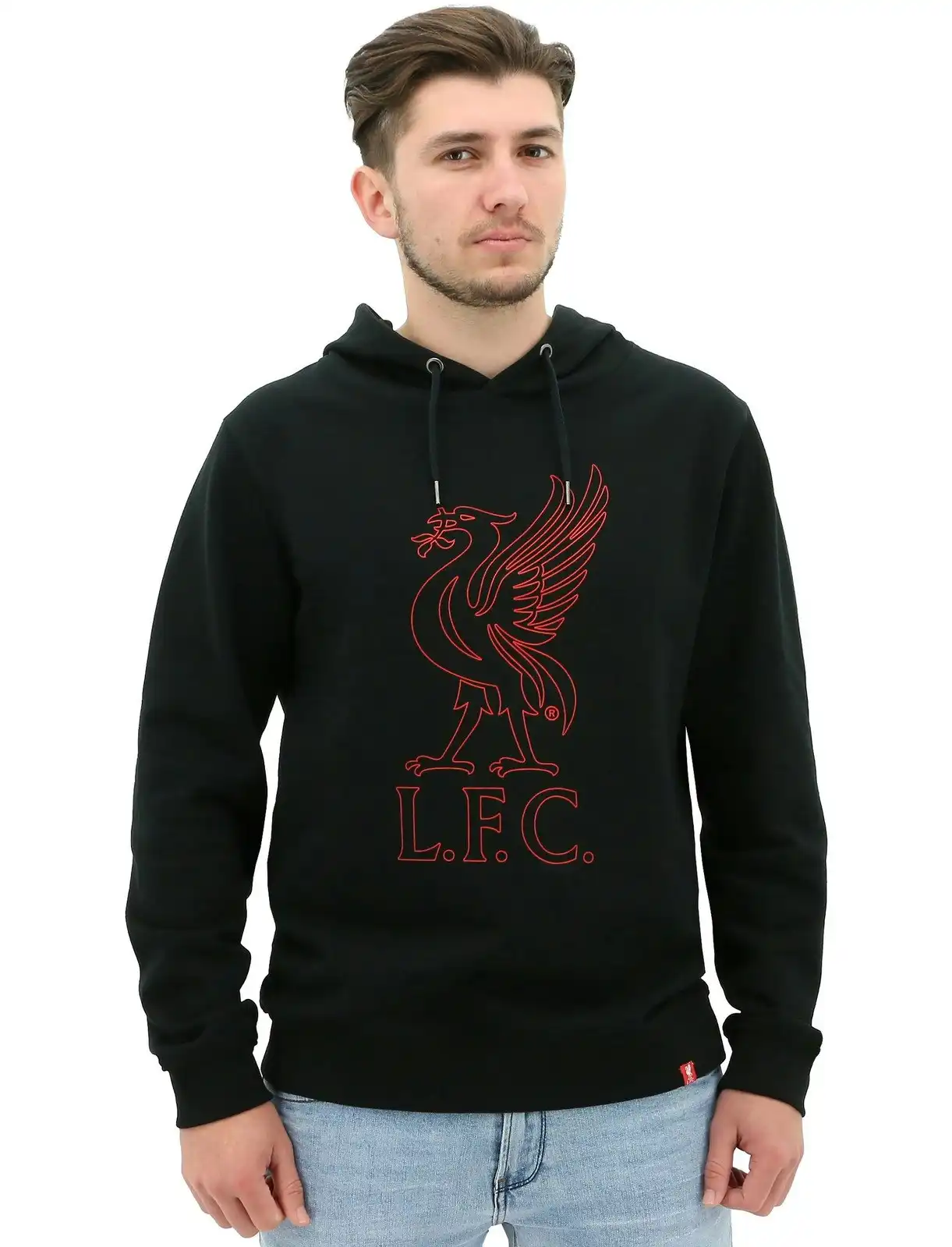 Liverpool FC Mens Hoodie Jumper Winter Warm Soccer Football Liverbird - Black