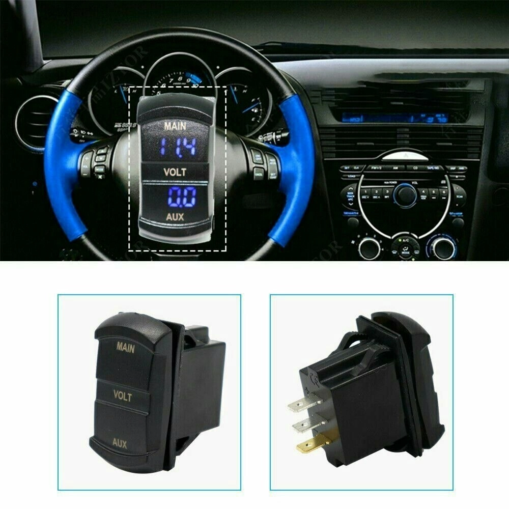 12V Volt meter Dual Battery Monitor LED Digital Car Boat Voltage Marine Gauge