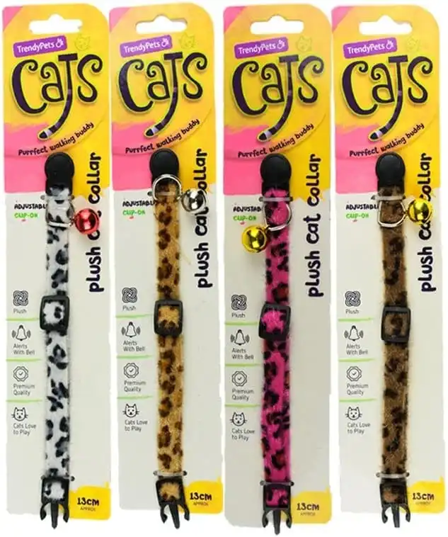 Trendypets Adjustable Soft Touch Cat Collar 1.2X13-20Cm 4Pce 4 Color Assorted Premium Quality And Adjustable Clip-On