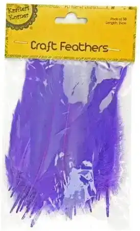 [2Pk X 50Pce] Krafters Korner Craft Feathers For Ages 3+ Years - Purple (14Cm)