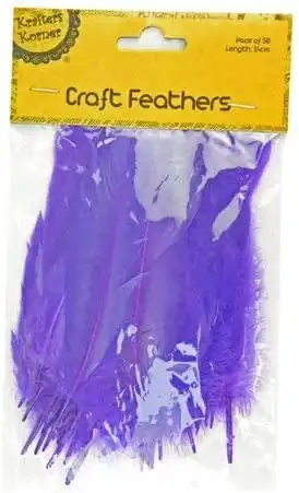 [2Pk X 50Pce] Krafters Korner Craft Feathers For Ages 3+ Years - Purple (14Cm)