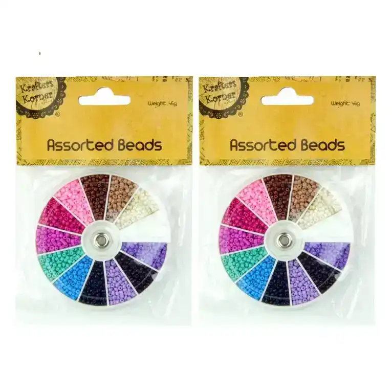[2Pk] Krafters Korner Round Case With Assorted Mini Colour Beads 46G
