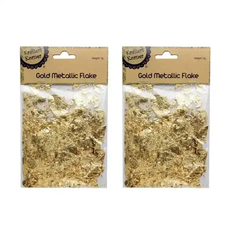 [2Pk] Krafters Korner Metallic Flakes - Gold 2g per pack