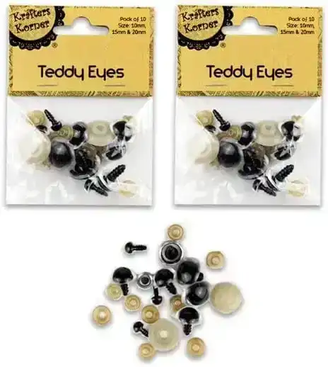 [2Pk X 10Pce] Krafters Korner Teddy Eyes Screw - White/Black (10mm - 15mm - 20mm