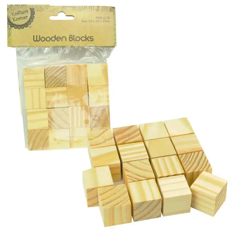 [2Pk X 16Pce] Craft Wooden Blocks - Natural Color (2.5 X 2.5 X 2.5Cm)