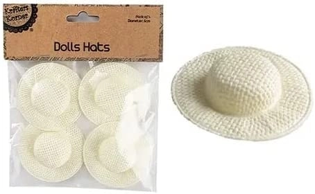 [2Pk X 4Pce] Krafters Korner Doll Hats - Cream (6Cm)