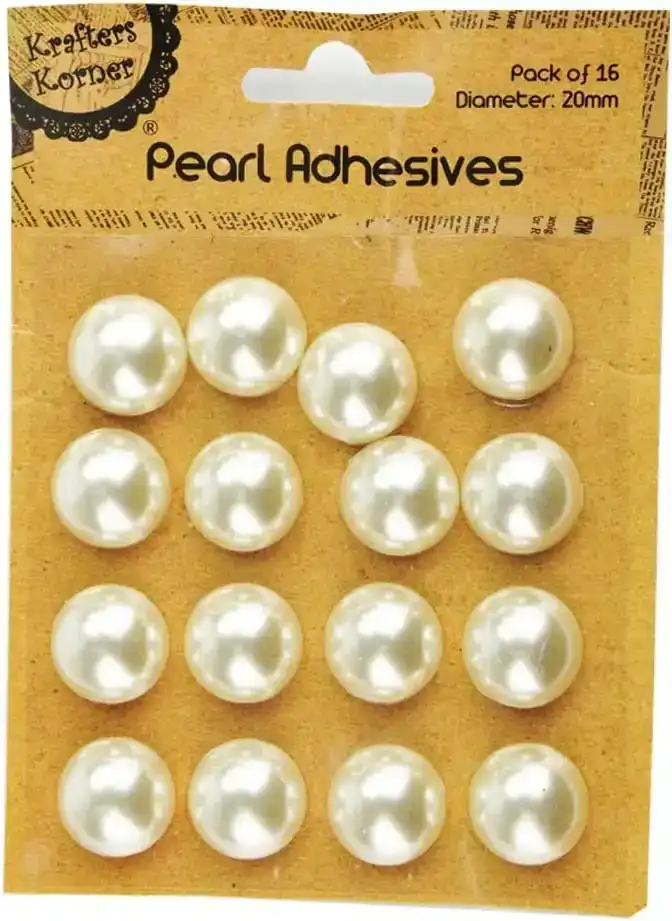 [2Pk X 16Pce] Krafters Korner Adhesive Halved Pearl - Assorted Colors (20MM)