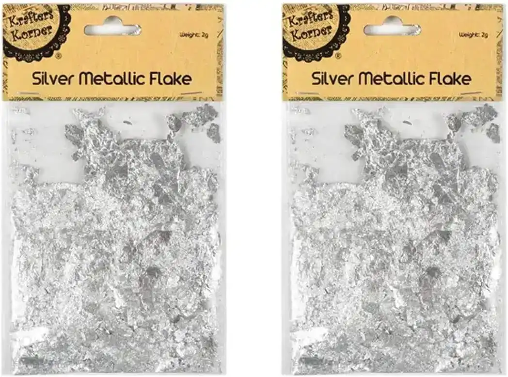 [2Pk] Krafters Korner Metallic Flakes - Silver 2g per pack