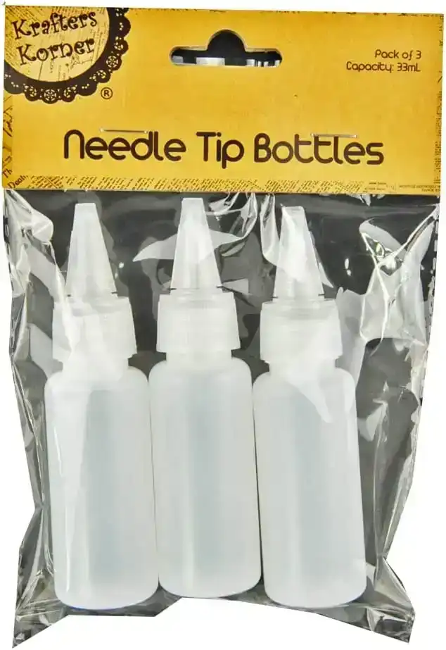 2 x Krafters Korner 33mL Craft Needle Tip Bottles 6Pce Precision Tip Applicator Squeeze Bottles dropper