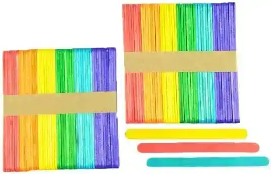 2 x Krafters Korner 11.5x1cm Coloured Craft Sticks 200Pce rainbow colorful decora sturdy heavy duty wooden clothespins