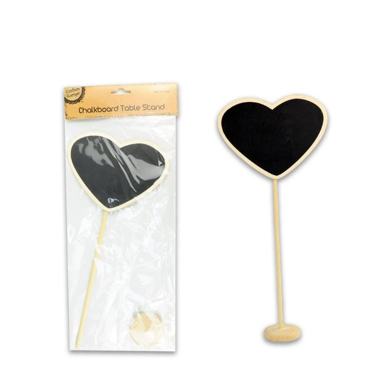 [4Pk] Krafters Korner Heart Chalkboard Table Stand (34 x 16Cm)