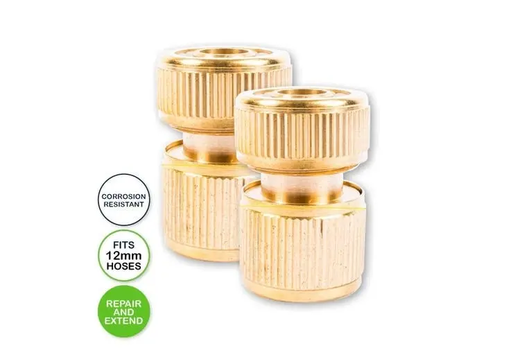 Garden Greens 2PCE Hose Connector Pure Brass Length Standard Hose Rust Proof