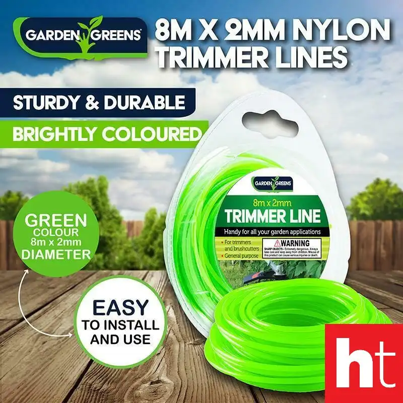 Garden Greens 3PCE Trimmer Line Nylon Durable Sturdy Edging 8m Long x 3mm Green