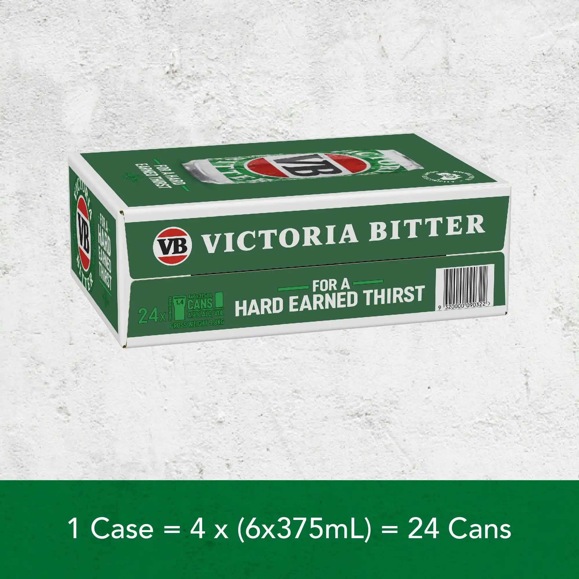 Victoria Bitter Beer Case 24 x 375mL Cans