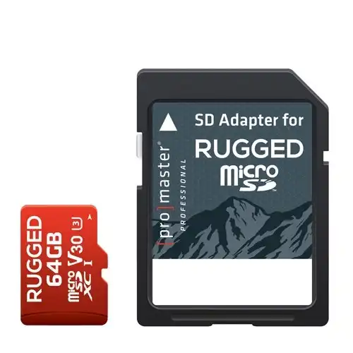 ProMaster microSD Rugged 64GB 660X / 99MB/s UHS-1 U3 V30 Memory Card with Adapter