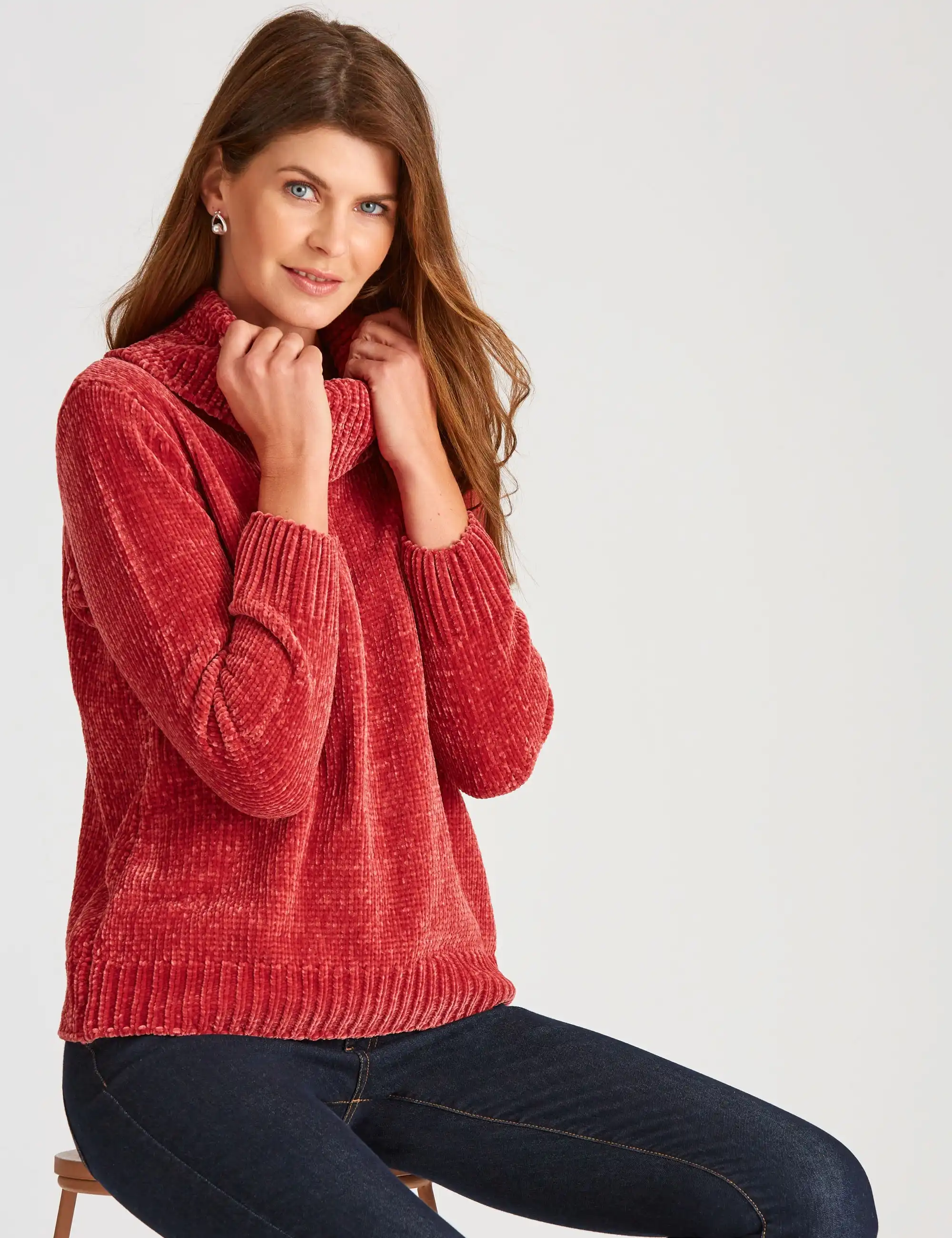 W.Lane Cowl Chenille Pullover Top