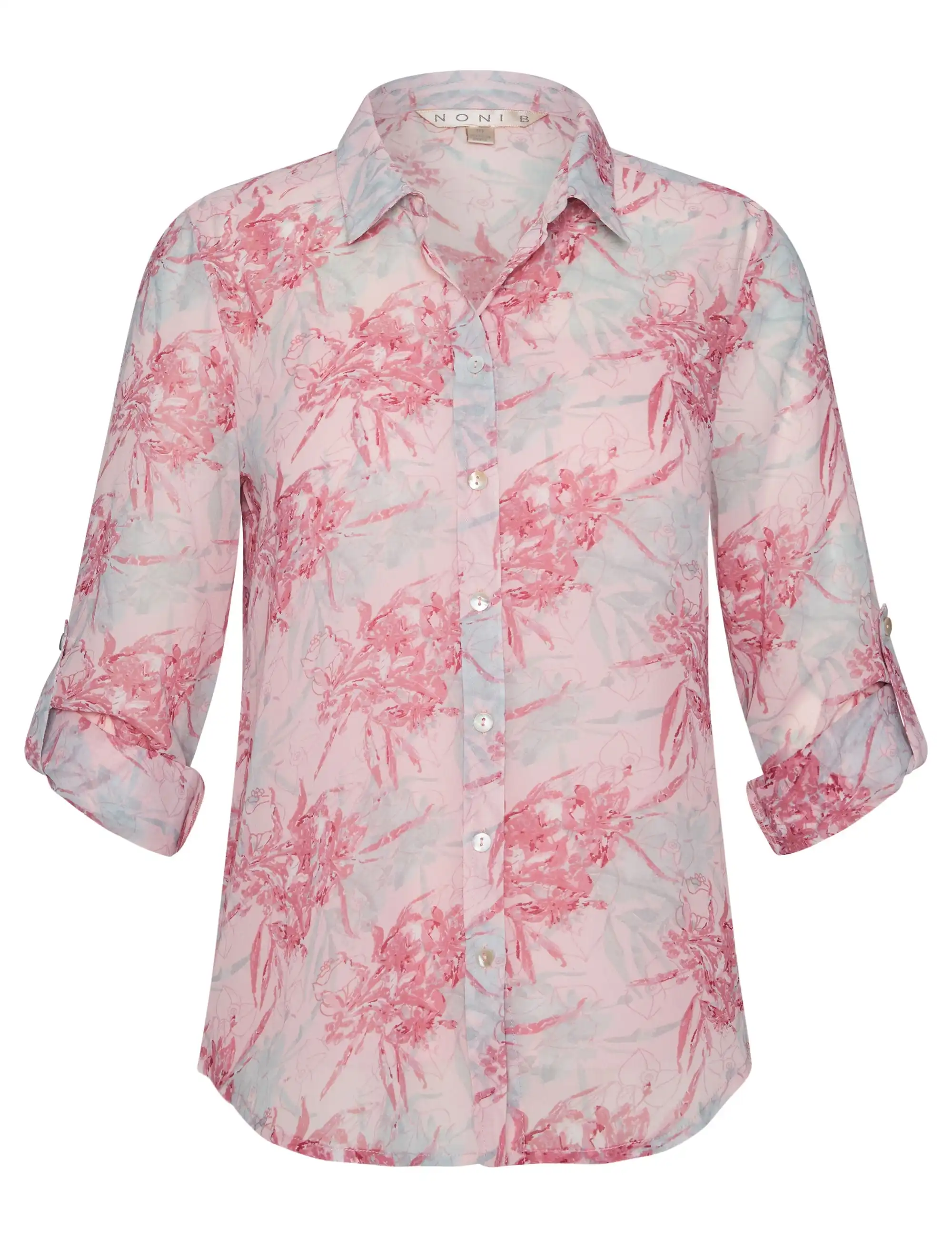 Noni B Floral Print Chiffon Shirt