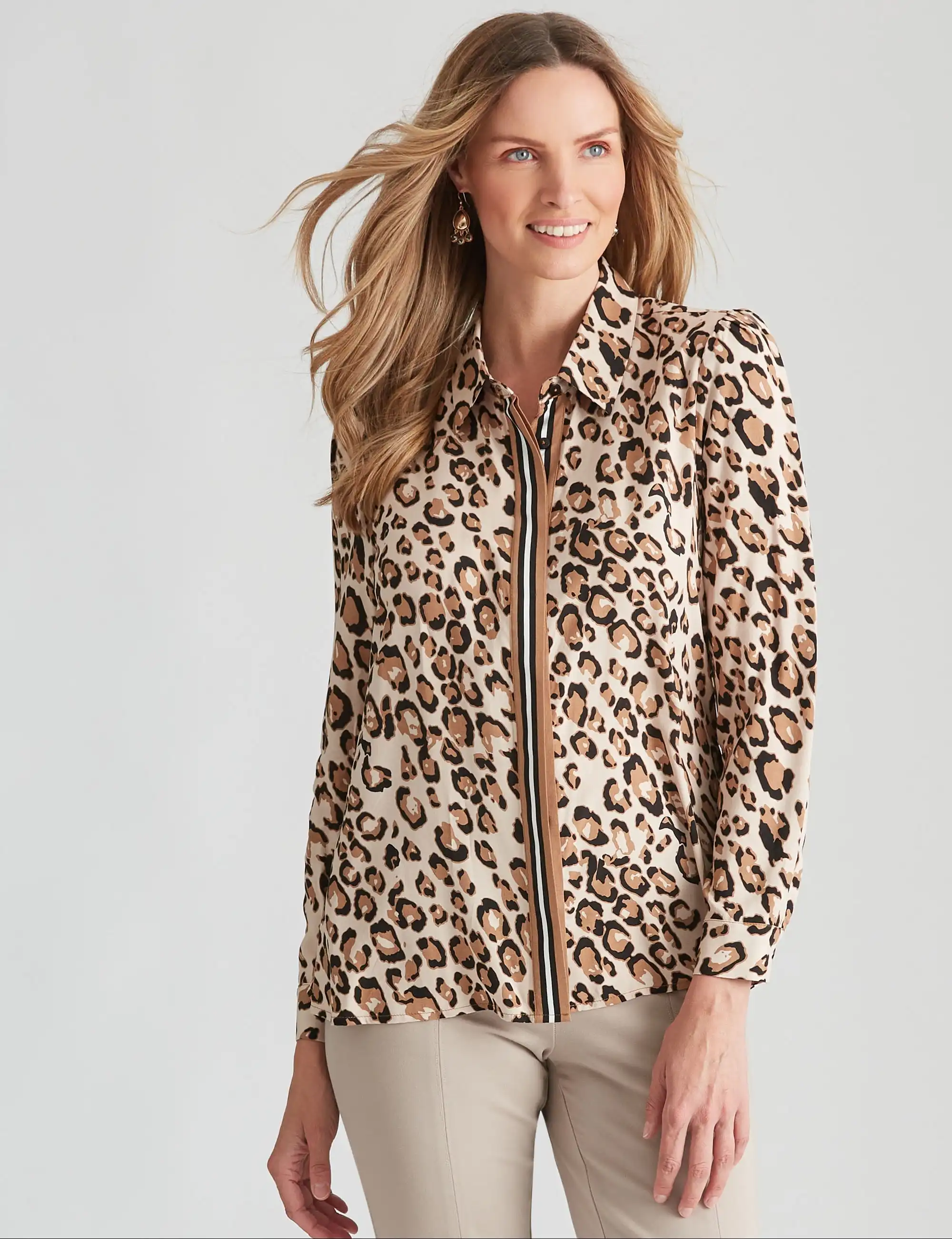 Noni B Contrast Trim Animal Shirt