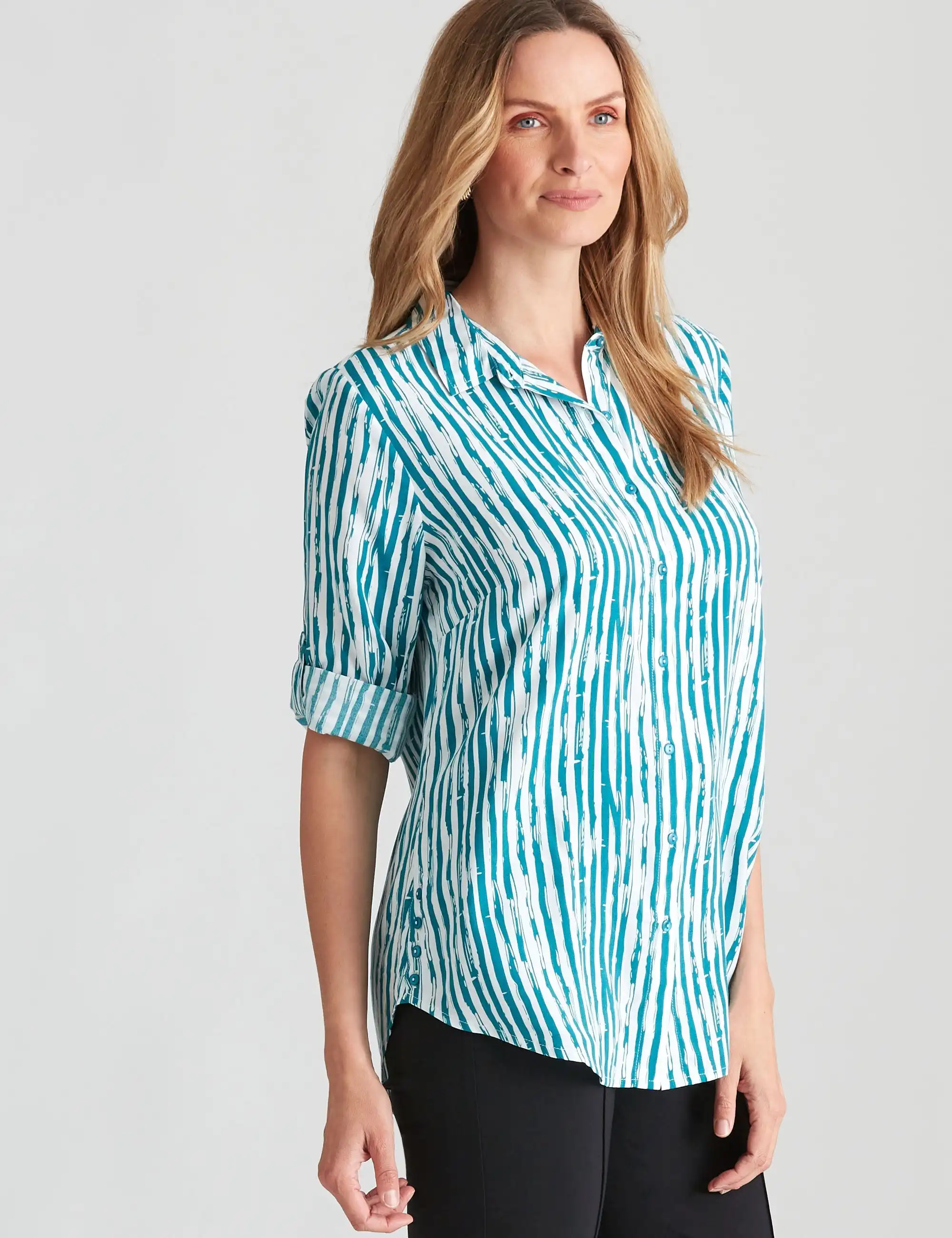 Noni B Short Sleeve Stripe Shirt