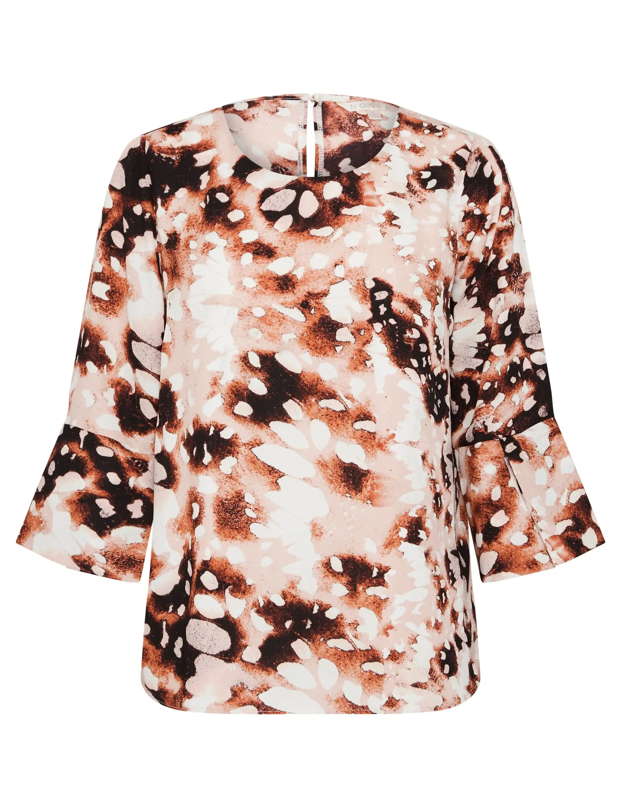 Noni B Overlay Leaf Print Top