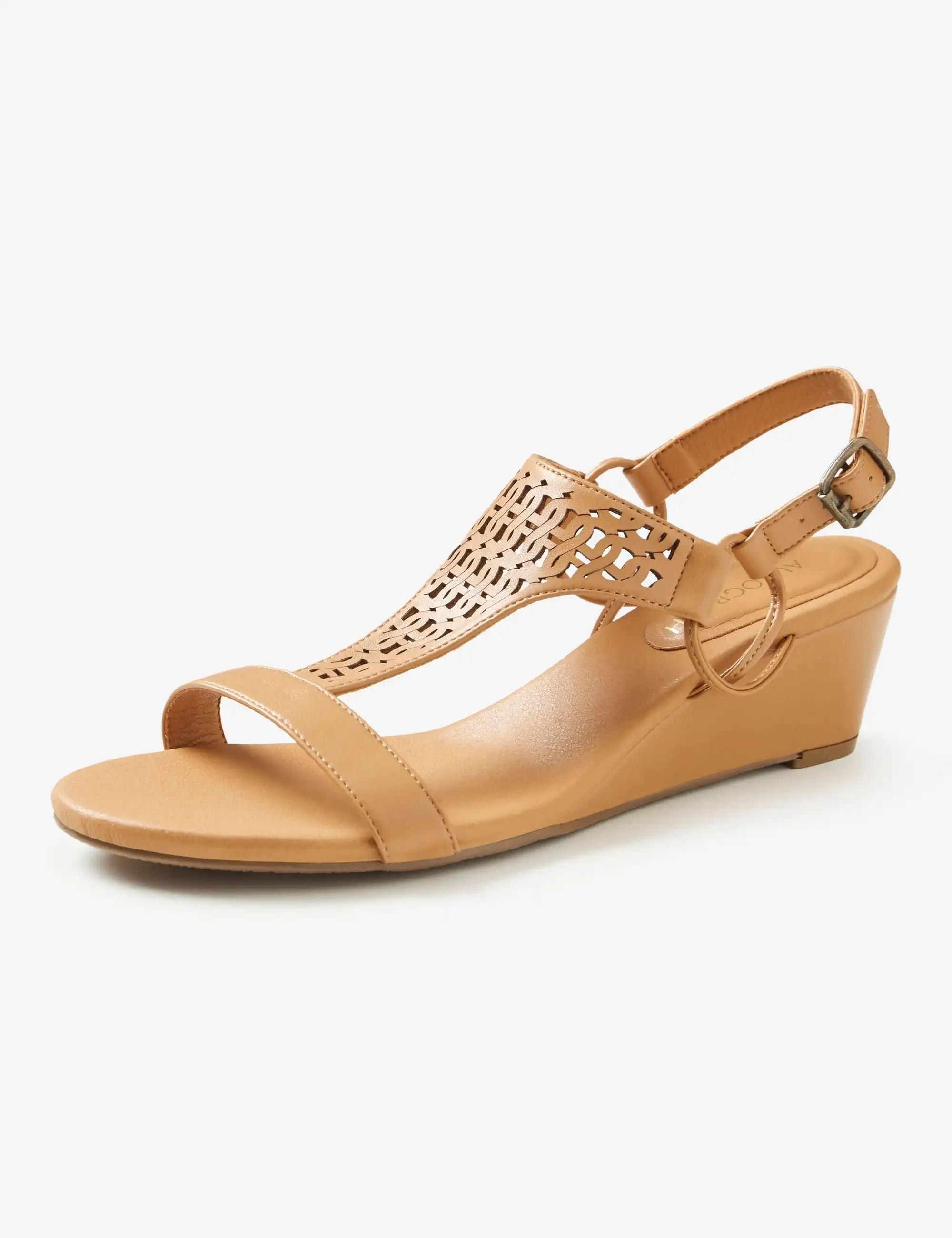 Autograph T Strap Cut Out Wedge Sandals