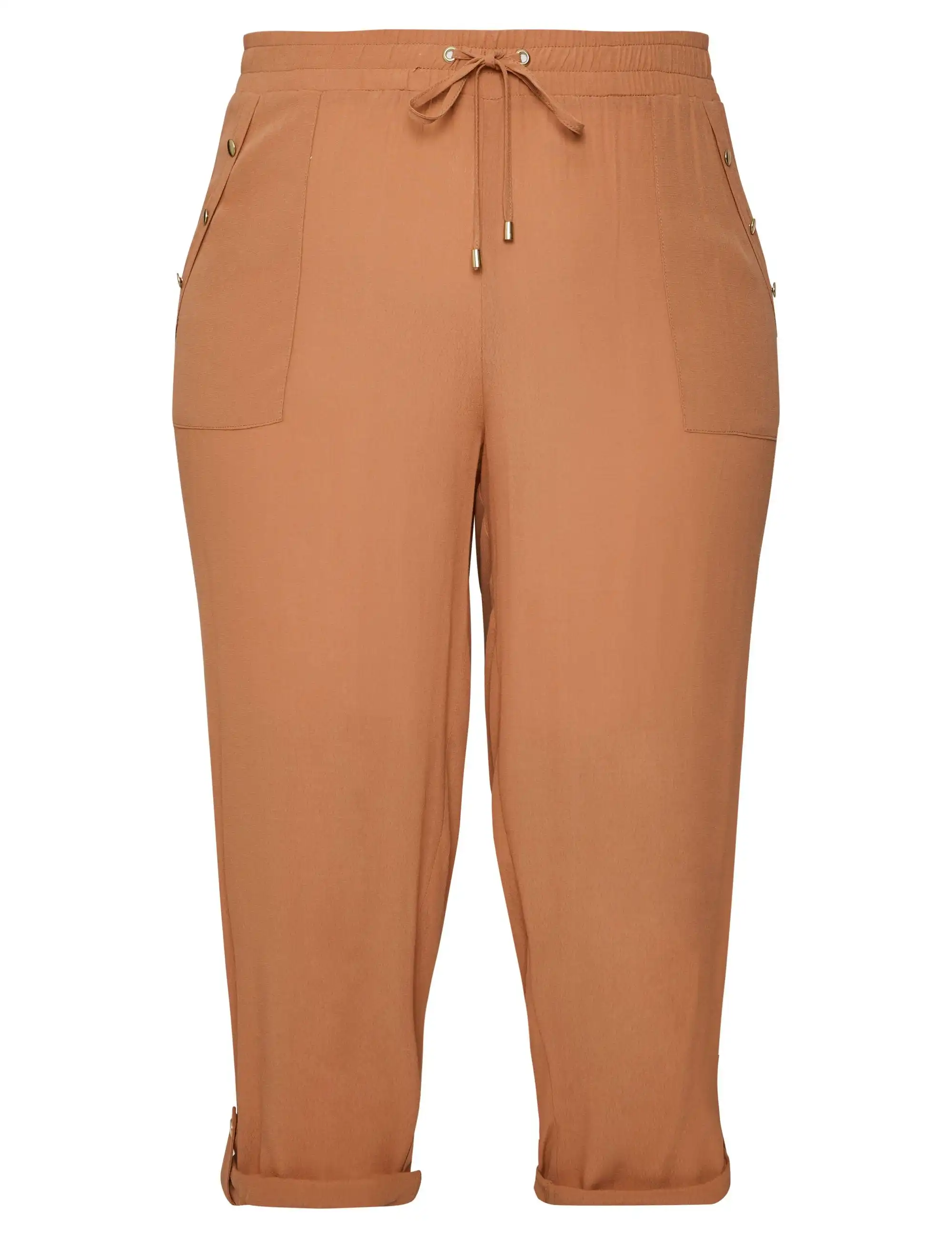 beme Crop Length Woven Stud Detail Pants