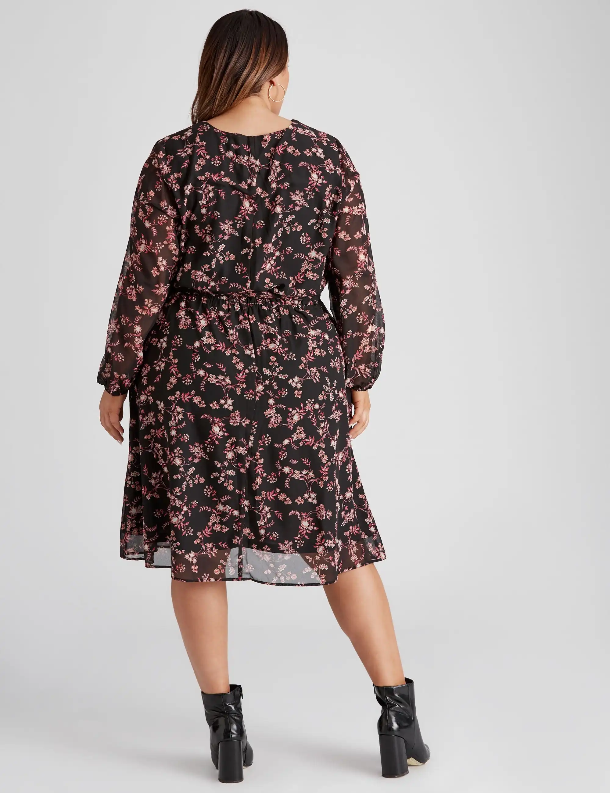 beme Woven Long Sheer Sleeve Dress