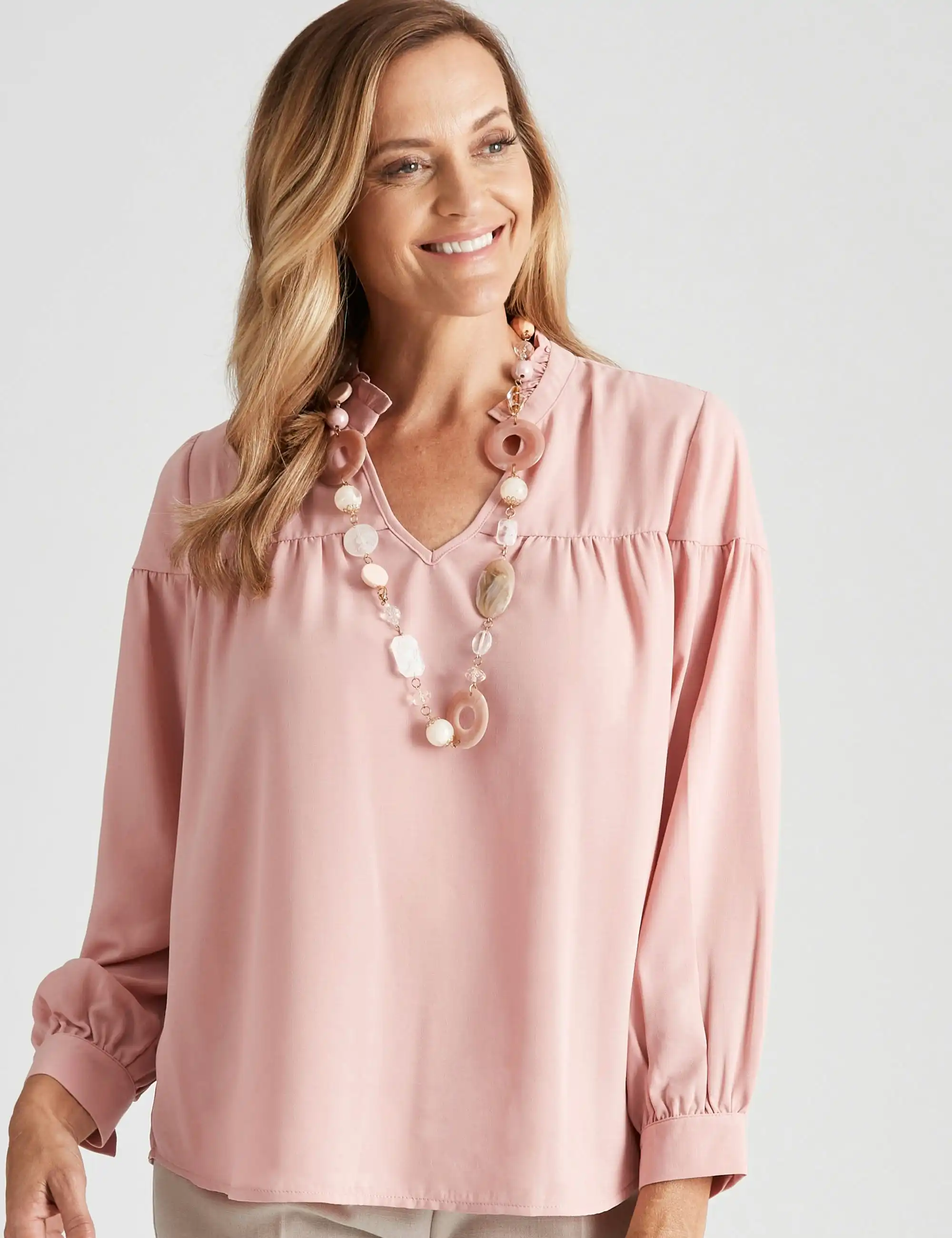 Millers Long Sleeve Peasant Top (Rose)