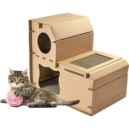 Cat Cardboard House Tree Tower Condo Scratcher