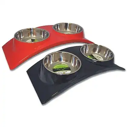 Curved Double Diner Dog Bowls