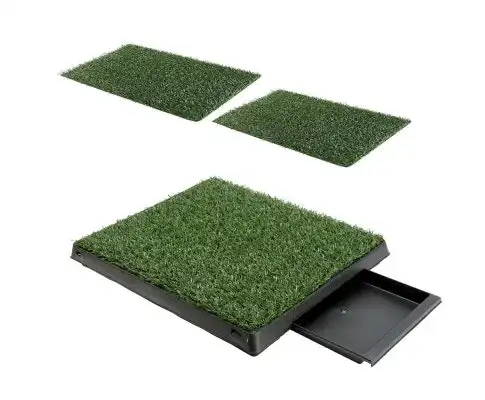 Indoor Dog Potty Training Portable Toilet Pad Tray + 2 Grass Mats