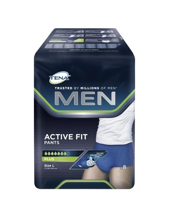 TENA Men Pant Active Fit Plus Navy Large 8 Pack