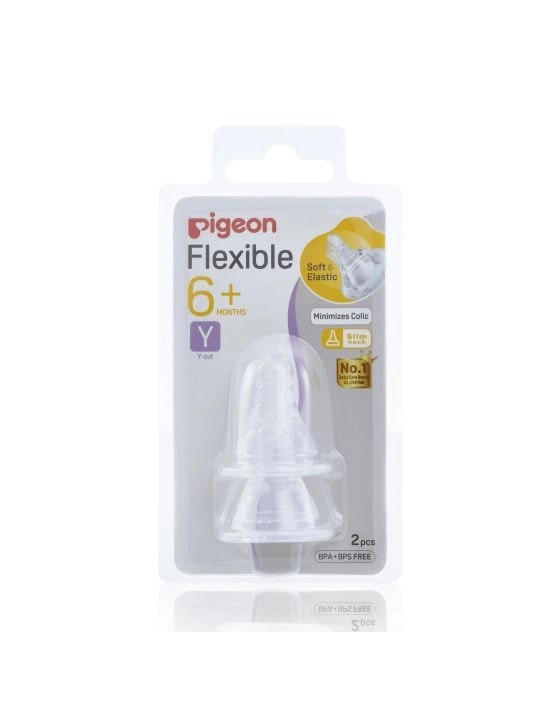 PIGEON Peristaltic Slim Neck Teat Y-Cut 2 Pack