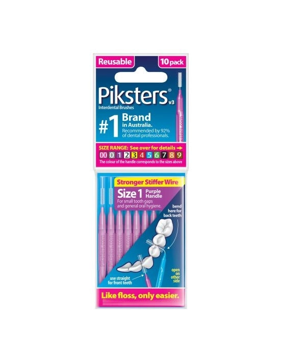 Piksters Interdental Brush Size 1 Purple 10 Pack