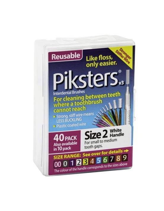 Piksters Interdental Brush Size 2 White 40 Pack