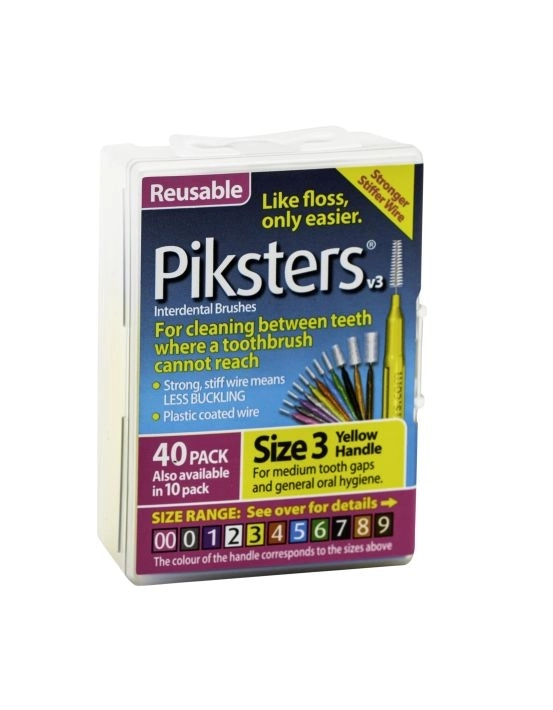 Piksters Interdental Brush Size 3 Yellow 40 Pack