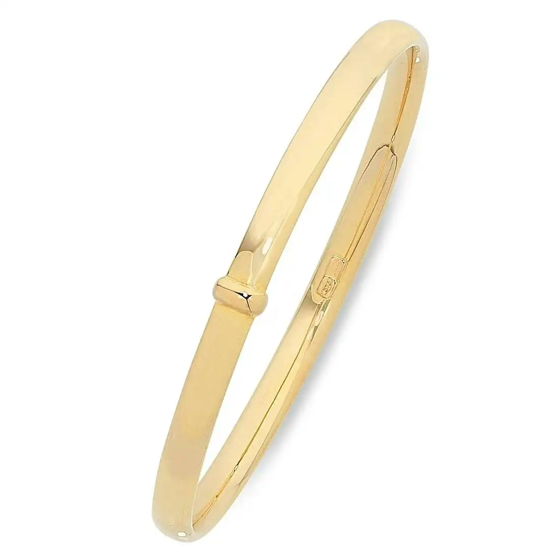 9ct Yellow Gold Silver Infused 1/2 Round Bangle