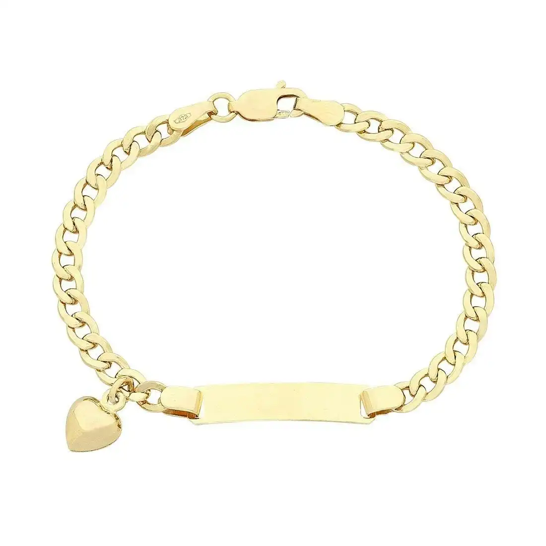 Children's 9ct Yellow Gold Silver Infused Heart Charm Bracelet