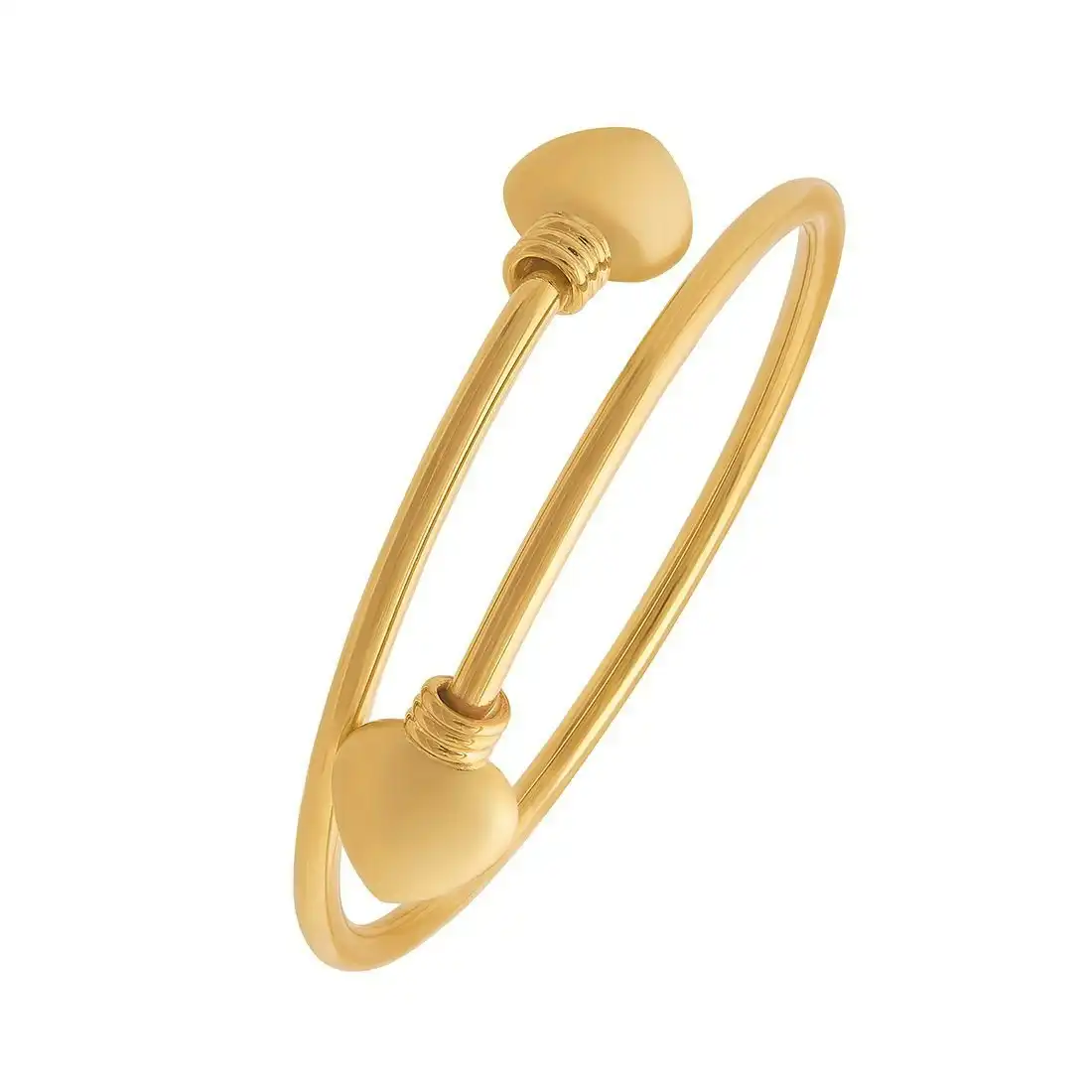 Children's 9ct Yellow Gold Silver Infused Heart Ends Bangle