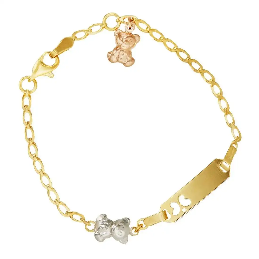 Children's Teddy Bear ID Bracelet in 9ct Gold Infusion
