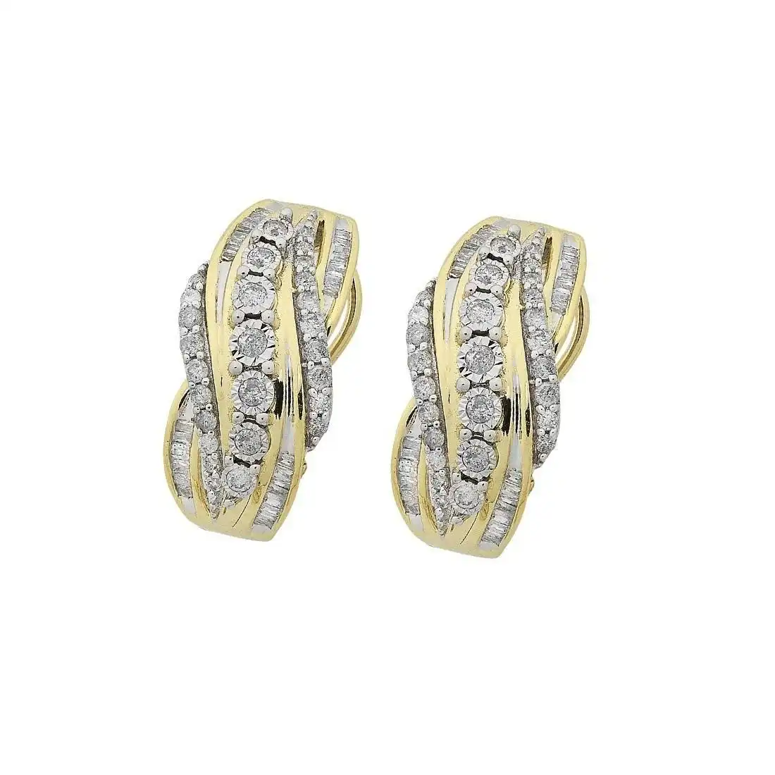 Brilliant Miracle Hoop Earrings with 1.00ct of Diamonds in 9ct Yellow Gold