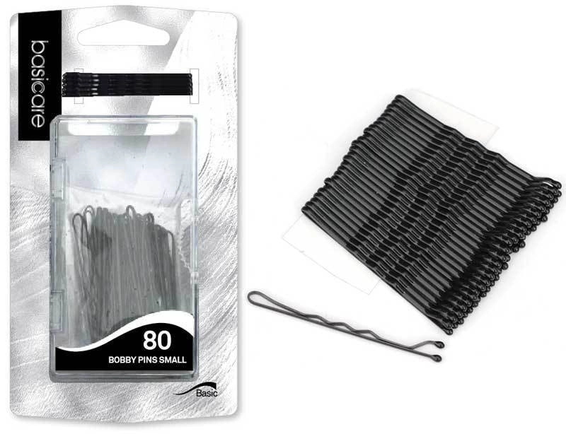 Basicare Bobby Black Pins Small Set of 80 5cm